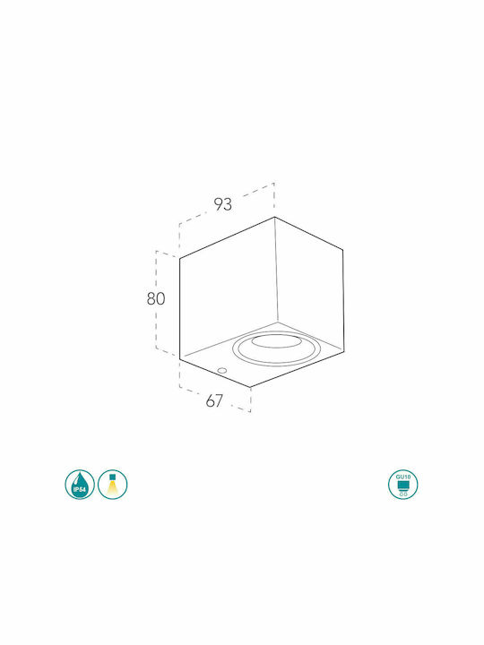 Fan Europe Wandmontiertes Außen-Spotlight GU10 IP54 9.3x8x6.7εκ.