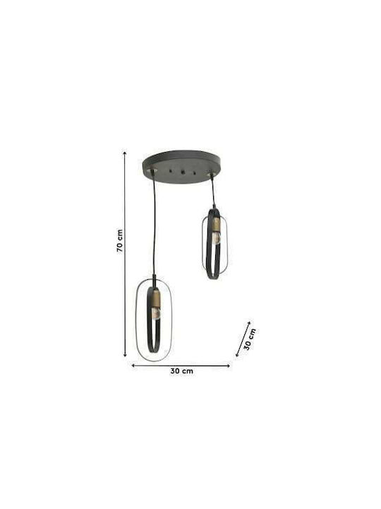 Click Pendant Light Black with Socket E27 30x30x70cm