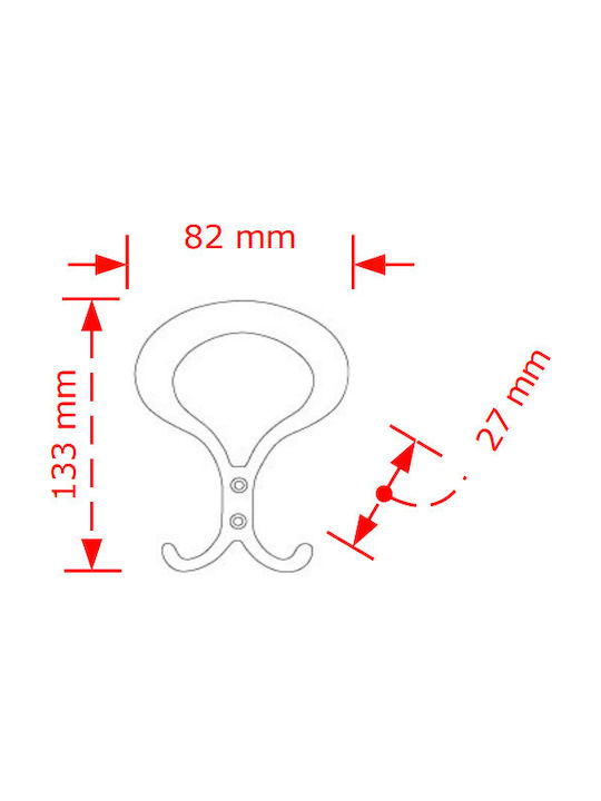 Viobrass Metal Wall Hanger with 2 Slots Ματ Νίκελ 8.2x2.7x13.3cm 1pc