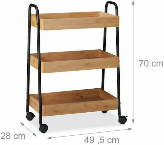 Relaxdays Relaxdays Lebensmittelregal Metallisch 3 Ebenen Schwarz 49.5x28x70cm
