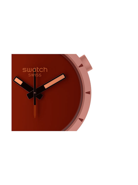 Swatch Big Bold Bioceramic Canyon Herrenuhr 47mm Batterie mit Rosa Kautschukarmband