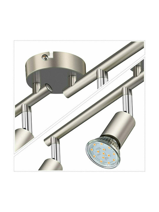 Defurhome Spot with 4 Lights and with Socket GU10 in Silver Color