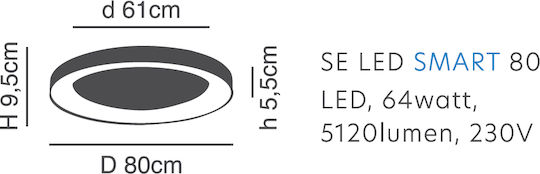 Home Lighting Smart Πλαφονιέρα Οροφής 80εκ. Λευκή με Ενσωματωμένο LED και Τηλεχειριστήριο