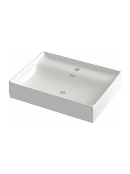 Orabella Touch 61 Επικαθήμενος Νιπτήρας Πορσελάνης 61x46x12.5cm Λευκός
