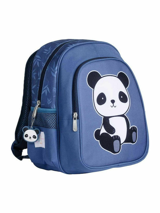 A Little Lovely Company Panda School Bag Backpack Kindergarten Blue with Water bottle holder