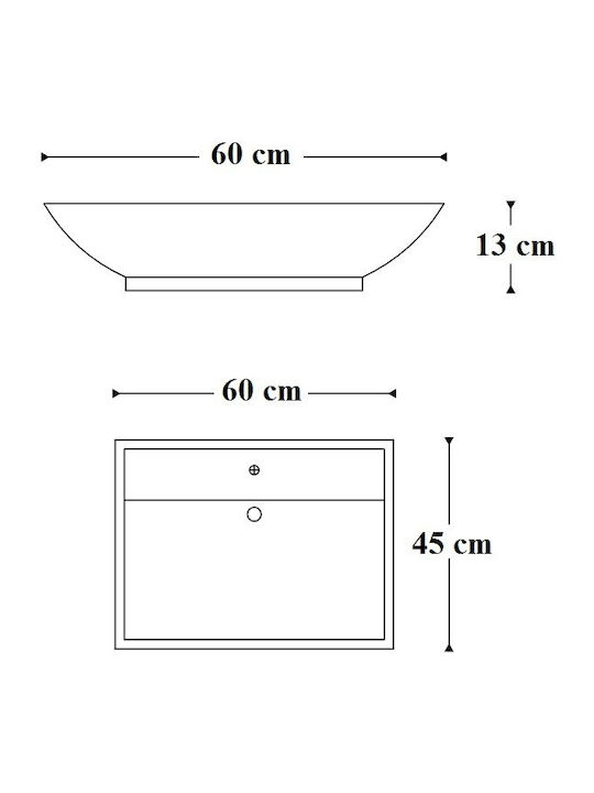 S28 Solid Surface Επικαθήμενος Νιπτήρας από Συνθετικό Υλικό 60x45cm Λευκός