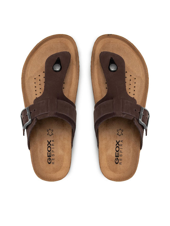 U Sandal Ghita D Δερμάτινα Ανδρικά Σανδάλια σε Καφέ Χρώμα