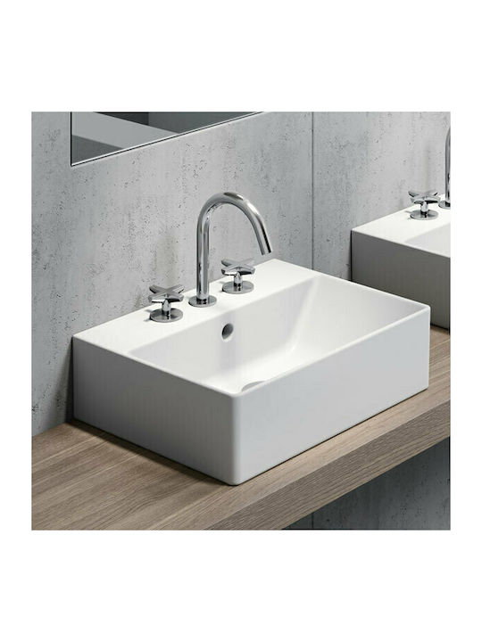 GSI Kube-X Aufgesetztes Waschbecken Porzellan 45x35x15cm Weiß