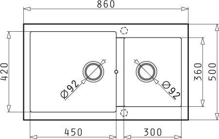 Pyramis Alazia 1 3/4B 070037611 Drop-In Мивка Ляв от Синтетичен Гранит Ш86xД50см Желязно сиво