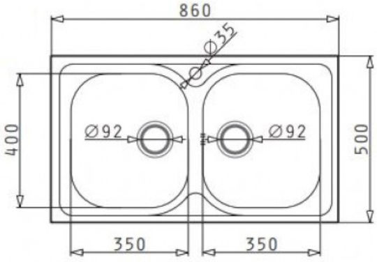 Maidtec Inset 2B Ένθετος Inox Σατινέ Μ86xΠ50cm Ασημί