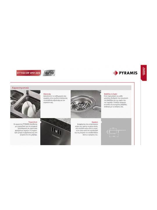 Pyramis Amaltia 1B 1D 107117801 Drop-In Spüle Inox Satiniert B79xT50cm Silber