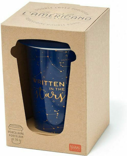 Legami Milano Stars Mug from Porcelain with Lid Blue 300ml