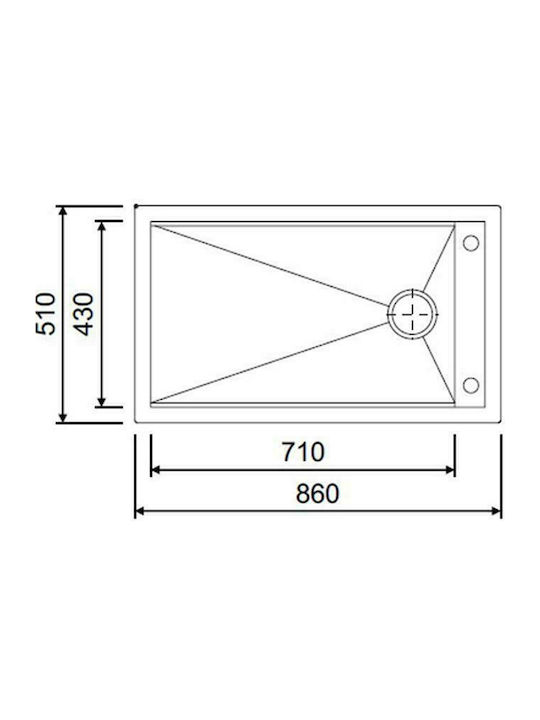 Macart Barazza Quattro N-100 Ένθετος Νεροχύτης Inox Σατινέ Μ86xΠ51cm Ασημί