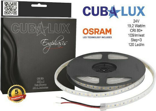 Cubalux Rezistent la apă Bandă LED 24V Alb Cald Lumină 5m