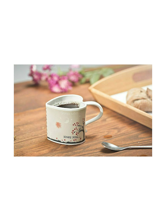 Gadget Master Heat Change Κούπα Κεραμική σε Σχήμα Καρδιάς Guess who loves you 330ml
