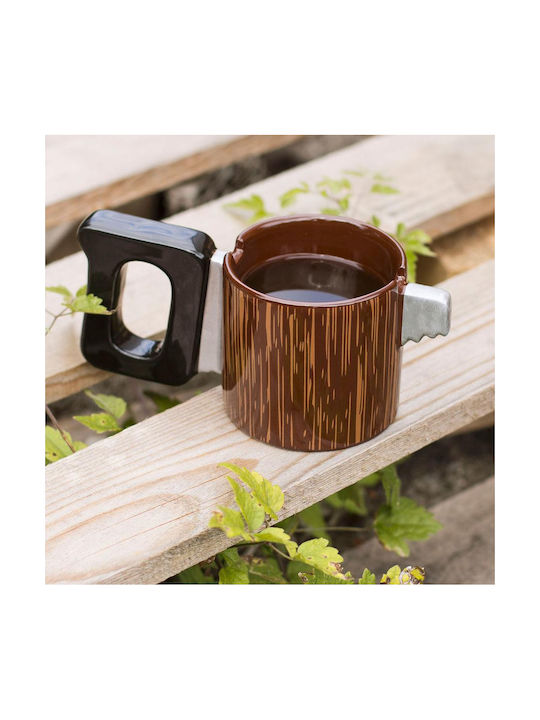 Thumbs Up Saw Mug Ceramic Brown 325ml