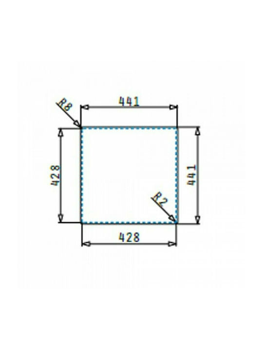 Pyramis Tetragon 1B Ισόπεδος Νεροχύτης Inox Σατινέ Μ40xΠ40cm Ασημί