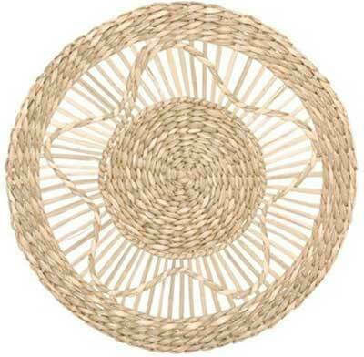 Atmosphera Geometric Decorative Element Nyla Handmade Beige from Wicker Material 38x38cm 3 Pieces