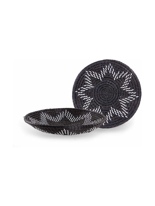 Nef-Nef Homeware Wall Decor Plate Mystery Black and White Wicker Material 28x6x28cm