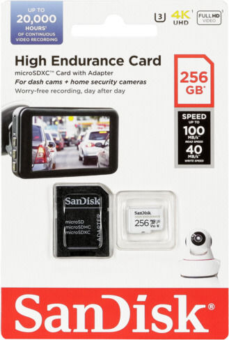 Sandisk High Endurance microSDXC 256GB U3 V30 UHS-I с адаптер