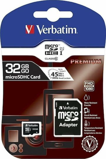 Verbatim Premium microSDHC 32GB U1 UHS-I 10MB/s with Adapter