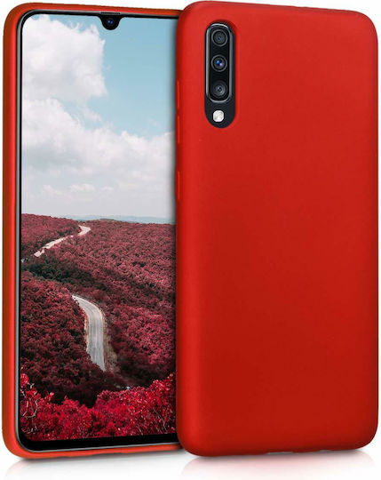 Forcell Soft Touch Umschlag Rückseite Silikon Rot (Galaxy A70)