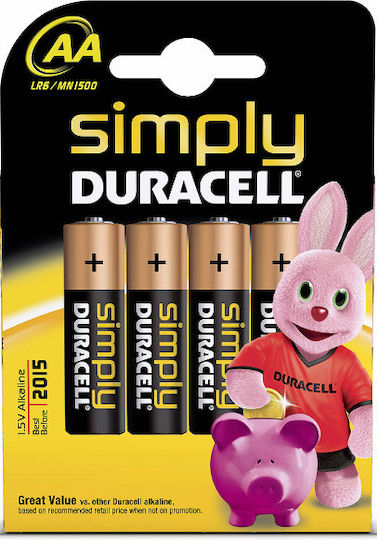 Duracell Simply Αλκαλικές Μπαταρίες AA 1.5V 4τμχ