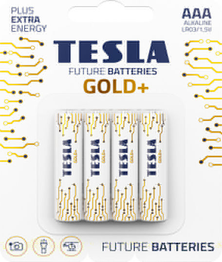 Tesla Batteries Gold+ Алкални Батерии AAA 1.5V 4бр