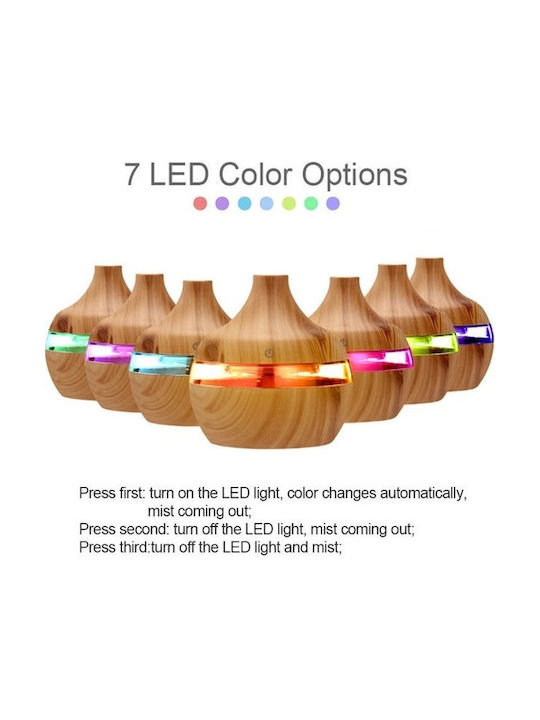 Lumini LED Dispozitiv de aromaterapie Ultrasonic Personal Humidifier Maro 300ml