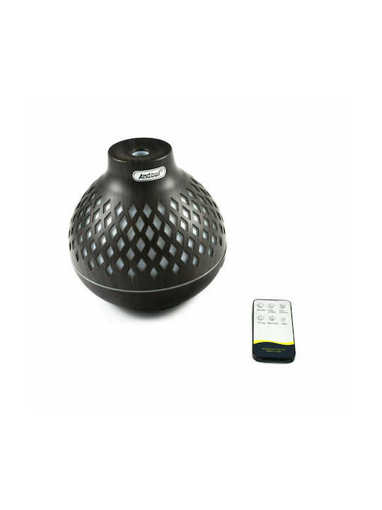 Andowl Led Συσκευή Αρωματοθεραπείας Υπερήχων με Τηλεχειριστήριο Καφέ 400ml Q-X13