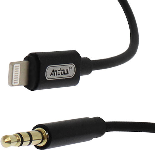 Andowl Q-A191 Braided 3.5mm to Lightning Cable Μαύρο 1m