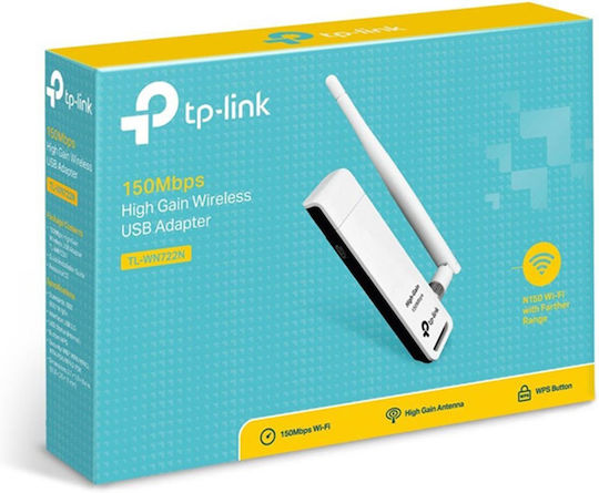 TP-LINK TL-WN722N USB Network Adapter with Wireless Wi-Fi Connection 150Mbps and Detachable Antenna (Standard v3)