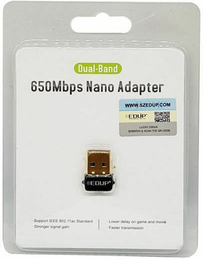 EDUP EP-AC1651 USB Network Adapter with Wireless Wi-Fi Connection 650Mbps
