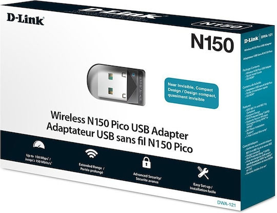 D-Link DWA-121 Αντάπτορας Δικτύου USB με Ασύρματη Σύνδεση Wi-Fi 150Mbps