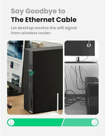 Ugreen AC650 Αντάπτορας Δικτύου USB με Ασύρματη Σύνδεση Wi-Fi 633Mbps