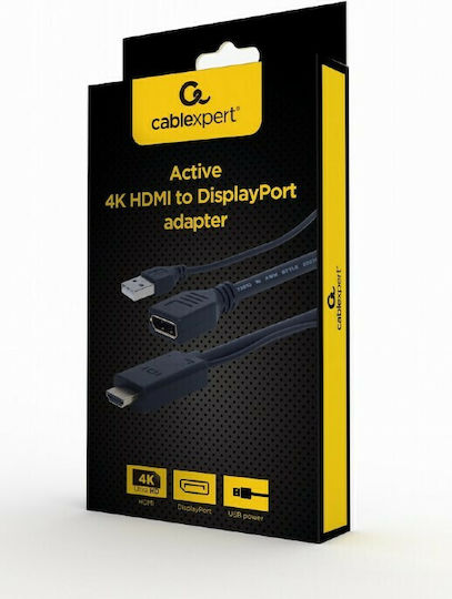 Cablexpert Конвертор HDMI мъжки към DisplayPort женски Черен 1бр A-HDMIM-DPF-01