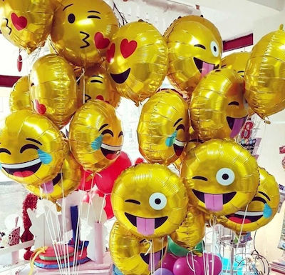 Μπαλόνι Foil Στρογγυλό Emoji LOL Κίτρινο 45εκ.