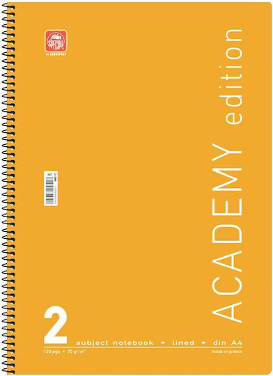 Typotrust Spiral Notebook Ruled A4 60 Sheets 2 Subjects Academy 1pcs (Μiscellaneous Designs/Colors)