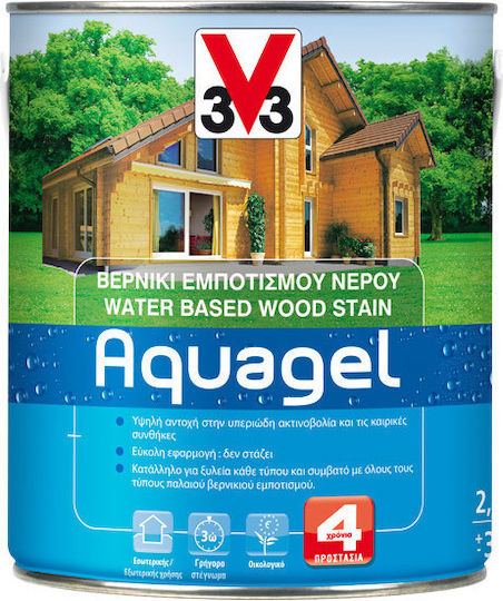 V33 Aquagel Woodstain Βερνίκι Εμποτισμού Νερού Άχρωμο Σατινέ 750ml