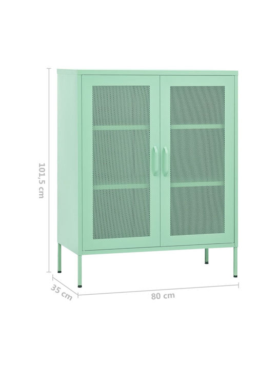 Office Storage Metal Cabinet Bay Leaf Mint L80xW35xH101.5cm