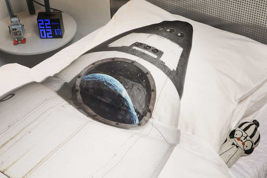 Snurk Rocket Set Kids Duvet Cover Single with Pillowcase Gray 140x200cm