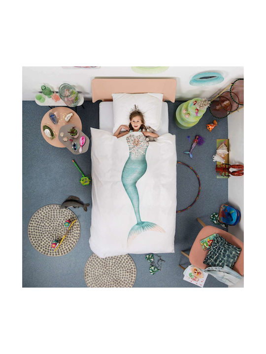 Snurk Mermaid Set Kids Duvet Cover Single with Pillowcase White 140x200cm