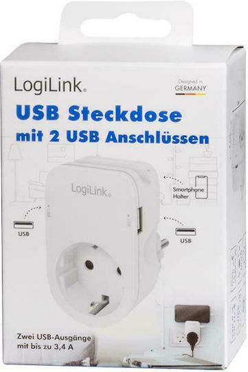 LogiLink Un singur soclu cu 2 USB-A