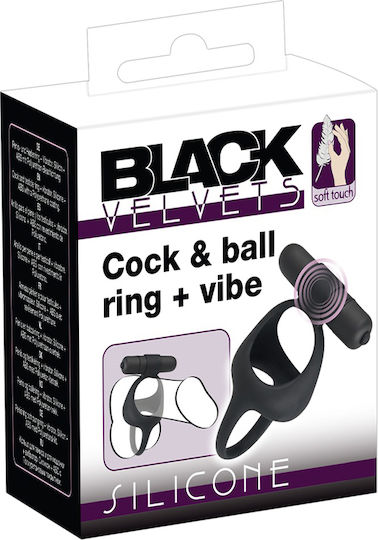 You2Toys Orion Black Velvets Vibrating Cock Ring Cocoș și testicule Silicon Black
