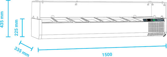 Tefcold Tiefkühlvitrine Tischgerät mit Kapazität 7x1/4 GN 150x33.5x22.5cm