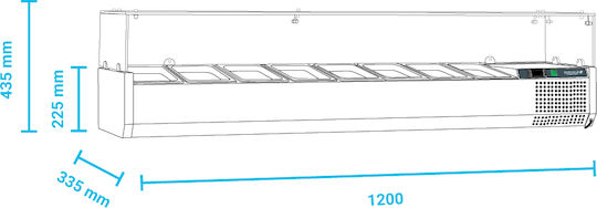 Tefcold Tiefkühlvitrine Tischgerät mit Kapazität 5x1/4 GN 120x33.5x22.5cm