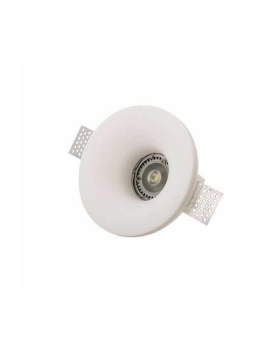 Inlight Rund Gips Einbau Spot mit Fassung GU10 Weiß 13x13cm. 1Stück