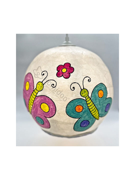 Harti Harti Kids Paper Single Ceiling Light E27 Πεταλούδες White - Multicoloured