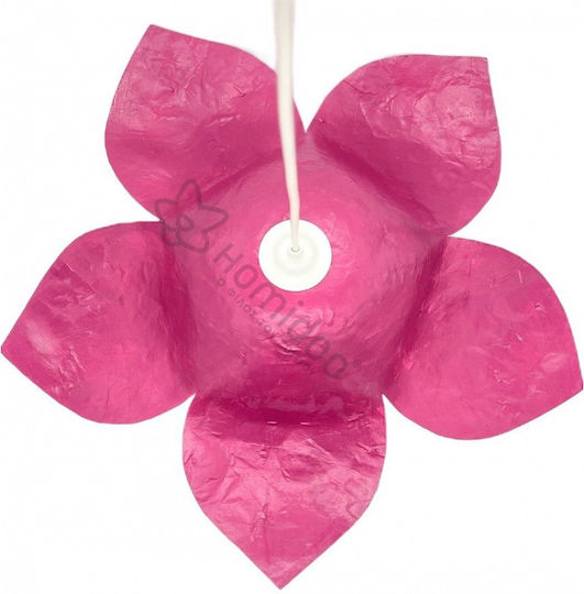 Harti Harti Floare O singură lumină Lumină de tavan pentru copii Suspendata din hârtie cu suport pentru bec E27 Fuchsia