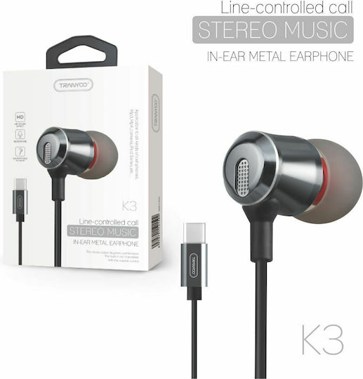 Tranyoo K3 Безжични Стерео с жак USB-C Черен